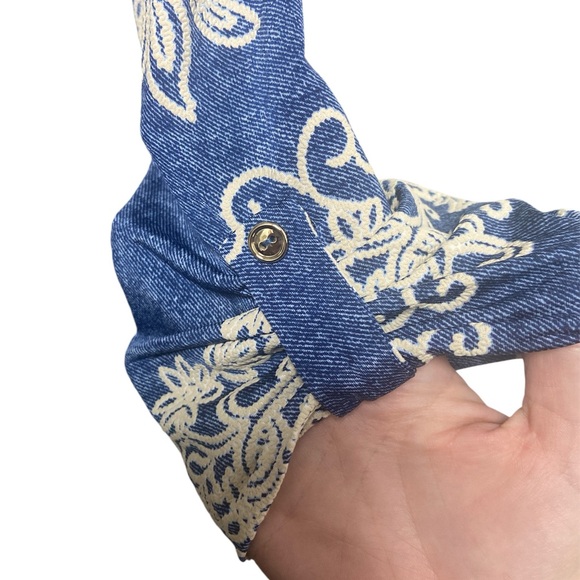 Perception Concept Denim & Floral embroidery Printed Blouse - Picture 3 of 6